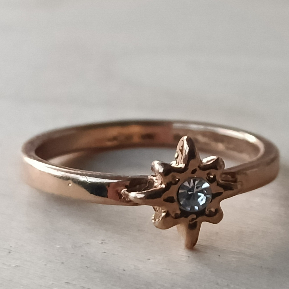 Delicate Starburst Crystal Ring in Rose Gold